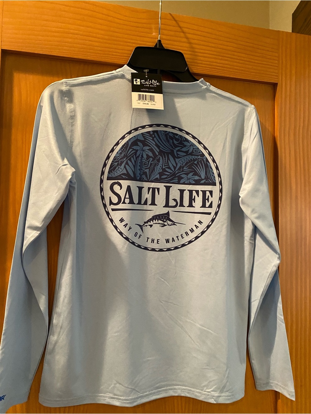 Salt Life Boy’s Baby Blue Way Of The Waterman SLX (Drifit) L/S Shirt NWT Size M